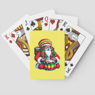 Reggae Santa Drummer - Fun Pixel Art Christmas Playing Cards