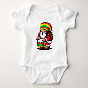 Reggae Santa Fun Pixel Art Christmas Music Design Baby Bodysuit