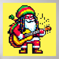 Reggae Santa Fun Pixel Art Christmas Music Design
