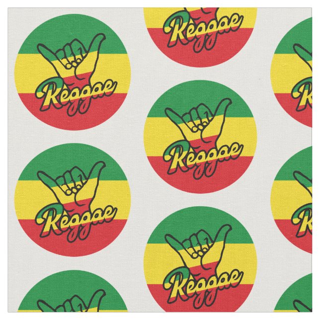 Reggae Shaka Hands with reggae colours Fabric (Close Up)
