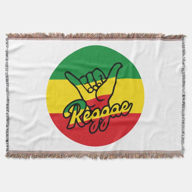 Reggae Shaka Hands with reggae colours Throw Blanket (Front)
