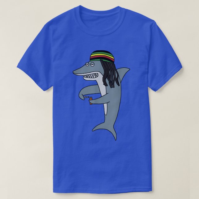 Reggae Shark Funny Dreadlock Rasta  T-Shirt (Design Front)