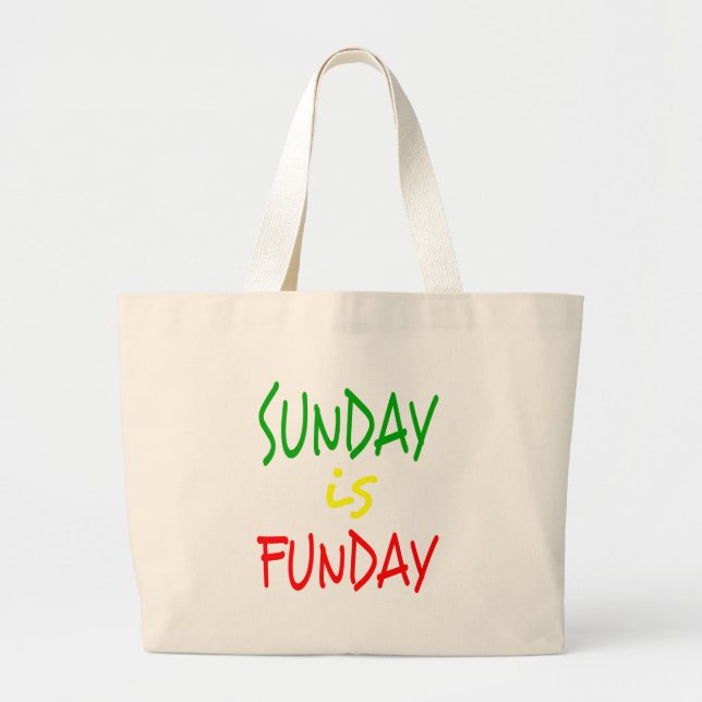 Reggae Sunday Is Funday Large Tote Bag (Front)
