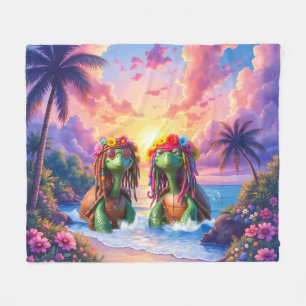 Reggae Turtles – Island Vibes Forever. Fleece Blanket