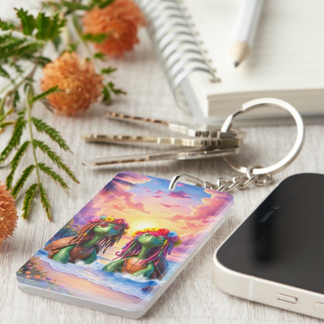 Reggae Turtles – Island Vibes Forever.  Key Ring (Front Right)