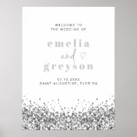 REGINA Glam Silver Glitter Sequins Wedding Welcome