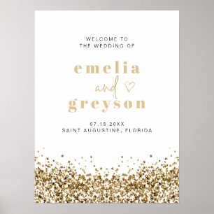REGINA Glam Yellow Gold Sequins Wedding Welcome  Poster