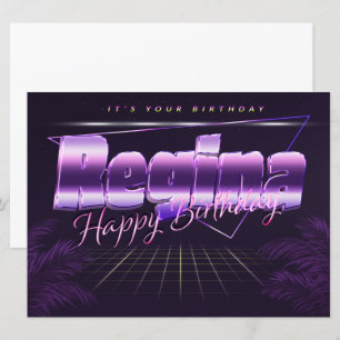 Regina Name Vorname lila retro Karte Geburtstag Card