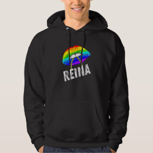 Regina Queen Lgbtq Gay Pride Flag Lips Rainbow Men Hoodie