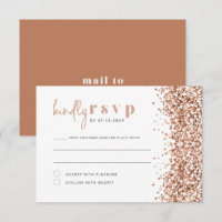 REGINA Rose Gold Glitter Sequins Disco RSVP Card