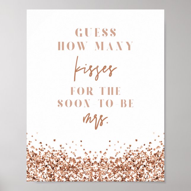 REGINA Rose Gold How Many Kisses Bridal Shower  Poster (Front)