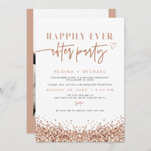 REGINA Rose Gold Sequin Elopement Reception  Invit Invitation