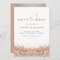 REGINA Rose Gold Sequins Glitter Save The Date