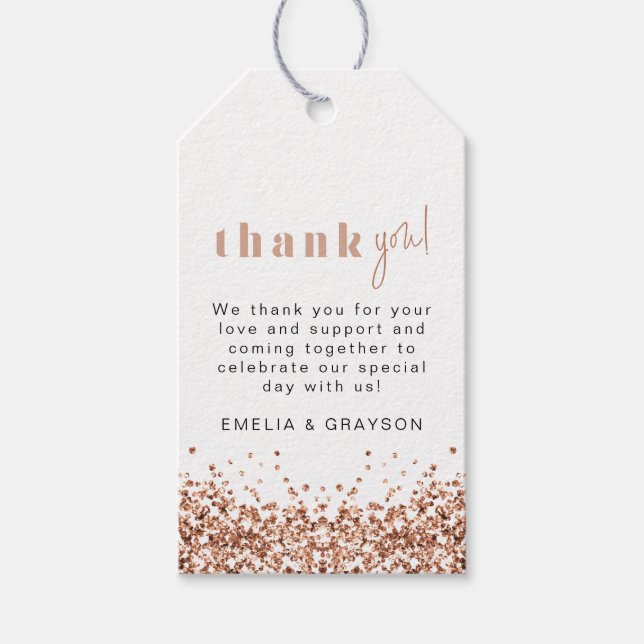 REGINA Rose Gold Sequins Thank You Gift Tag (Front)