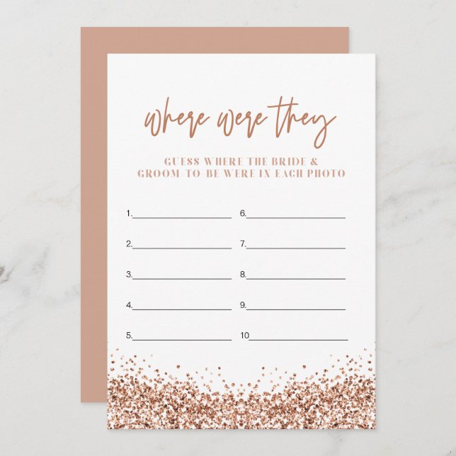 REGINA Rose Gold Where Were They Bridal Shower  Invitation (Front/Back)