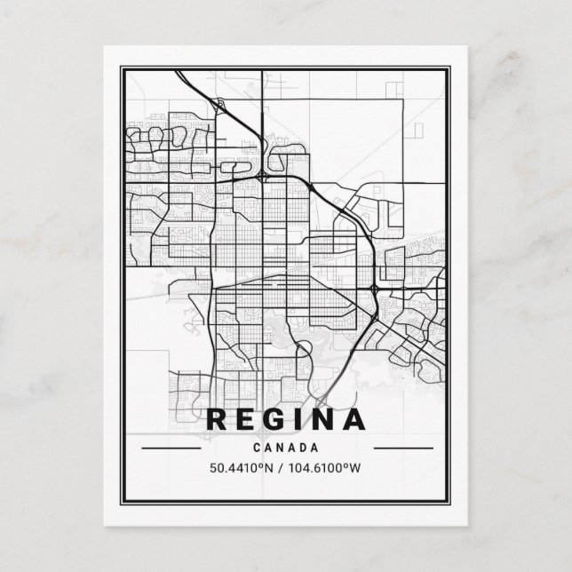 Regina Saskatchewan Canada  Travel City Map Postcard (Front)