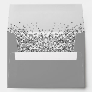 REGINA Silver and Grey Sequins Glitter Envelope