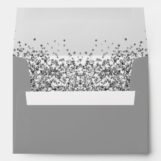 REGINA Silver and Grey Sequins Glitter Envelope (Back (Bottom))
