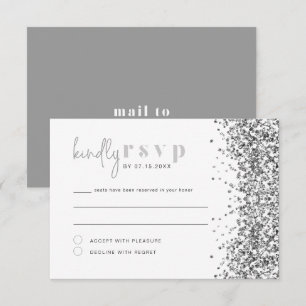 REGINA Silver Glitter Sequins Disco RSVP Card