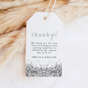 REGINA Silver Glitter Sequins Thank You Gift Tag
