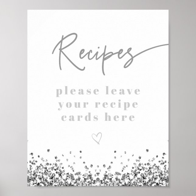 REGINA Silver Sequins Bridal Shower Recipes Poster (Front)