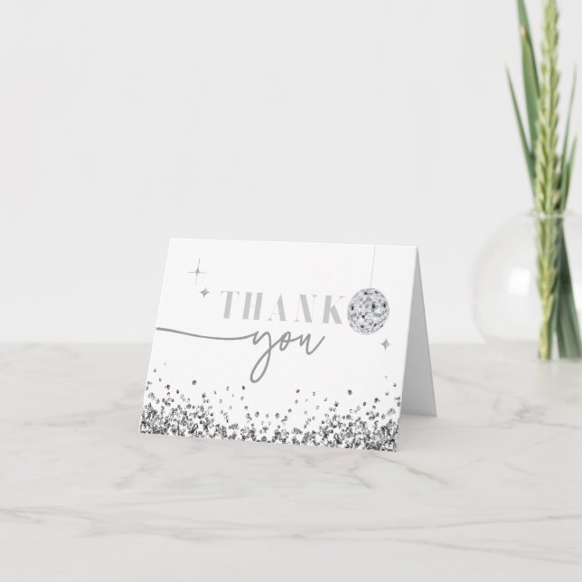 REGINA Silver Sequins Disco Thank You Card (Front)