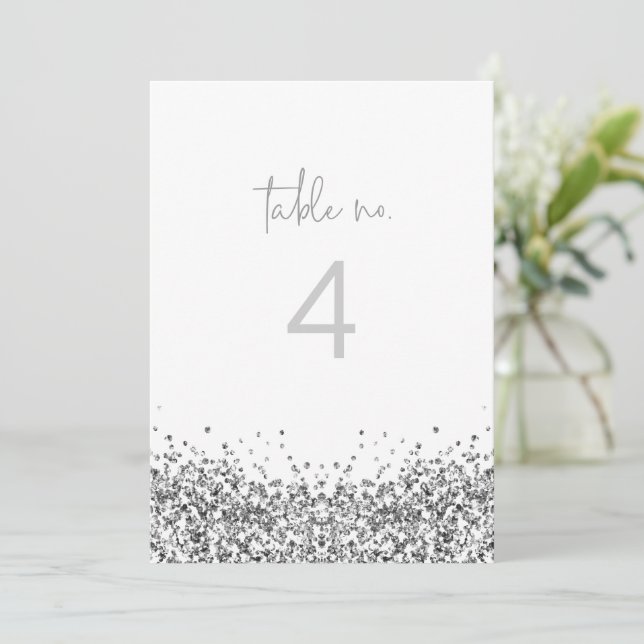 REGINA Silver Sequins Glitter Table Number (Standing Front)