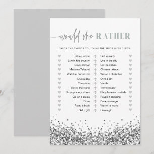 REGINA Silver Sequins Would She Rather Bridal Game Invitation