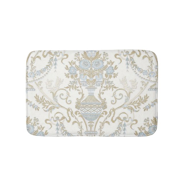 Regina White Blue Floral Bath Mat (Front)