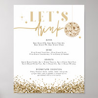 REGINA Yellow Gold Disco Let's Drink Bar Menu Pos