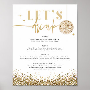 REGINA Yellow Gold Disco Let's Drink Bar Menu  Pos Poster
