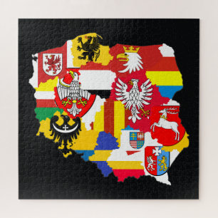 Regions of Poland Flags Map Educational Jigsaw Puzzle