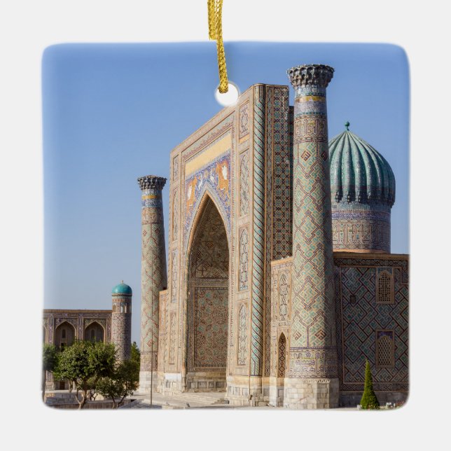 Registan square at sunset - Samarkand, Uzbekistan Ceramic Ornament (Front)