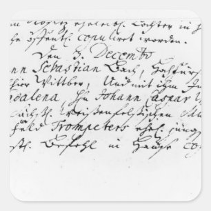 Register of Bach's wedding to Anna Square Sticker