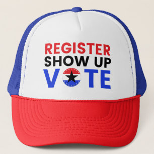 Register Show Up Vote Hat 2024 USA Election Voter