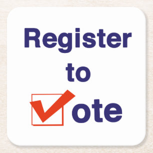 Register to Vote 2026 Elections Square Paper Coaster