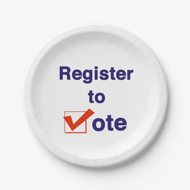Register To Vote 2026 Paper Plate (Front)