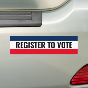 Register to vote black red white blue patriotic bumper sticker