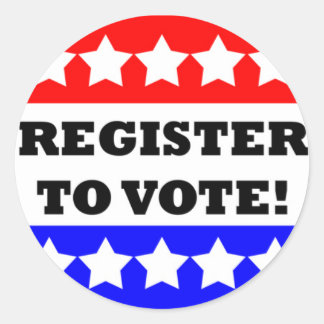 Register to vote classic round sticker