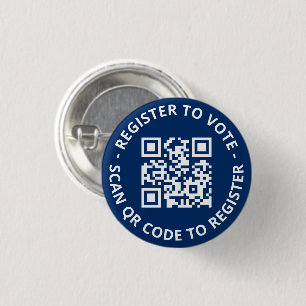 Register to vote custom scannable QR Code navy 3 Cm Round Badge