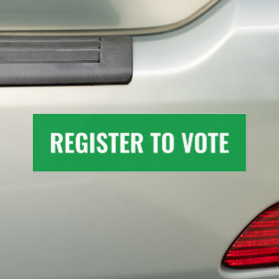 Register to vote minimalist typography green bumper sticker