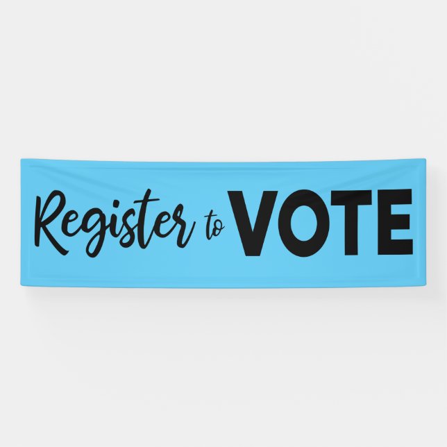 Register to Vote–modern black typography on blue Banner (Horizontal)