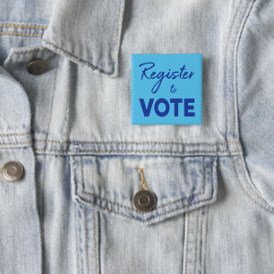 Register to Vote – modern blue text 15 Cm Square Badge
