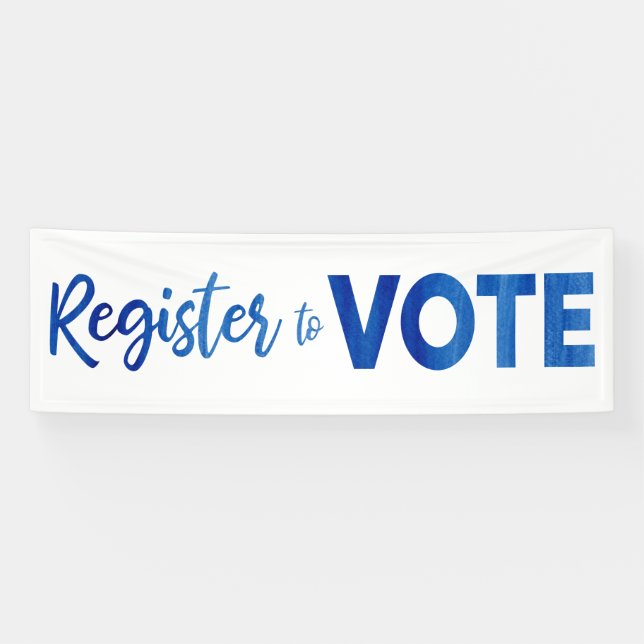 Register to Vote–modern blue watercolor typography Banner (Horizontal)