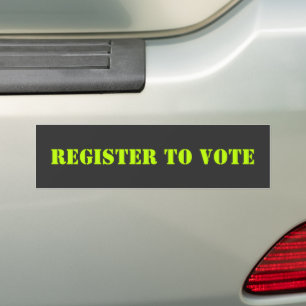 Register to vote modern typography neon green grey bumper sticker