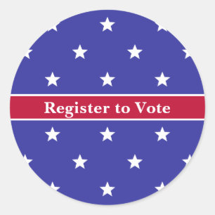 Register to Vote Red White and Blue Star Pattern Classic Round Sticker