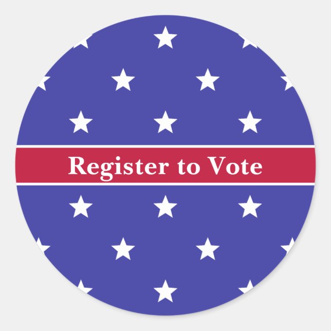 Register to Vote Red White and Blue Star Pattern Classic Round Sticker (Front)