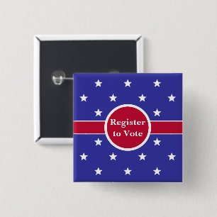 Register to Vote Red White and Blue (Stars) 15 Cm Square Badge