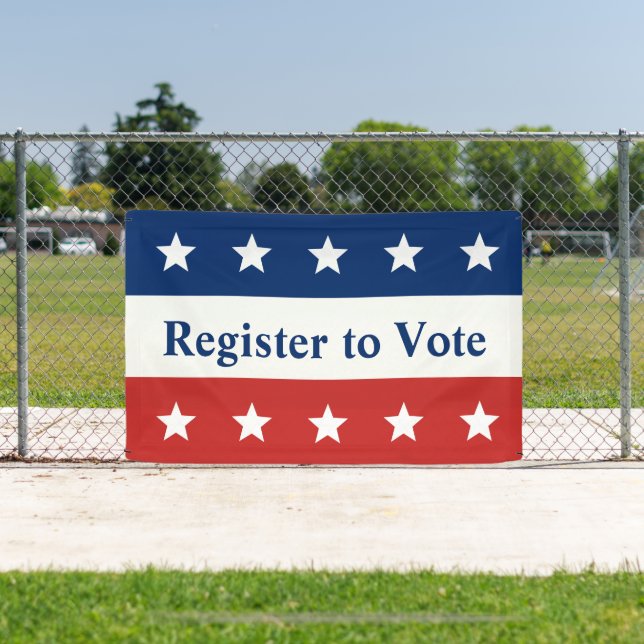 Register to Vote Red White and Blue with Stars Banner (Insitu)