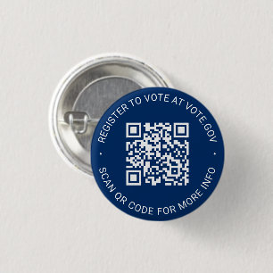 Register to vote scannable QR Code custom navy 3 Cm Round Badge